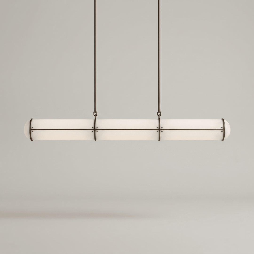 Black Acrylic Endless Pendant Light with a compact linear acrylic diffuser shown from the front