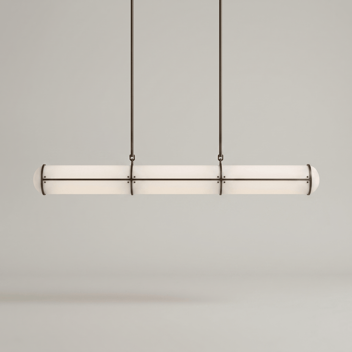 Black Acrylic Endless Pendant Light with a compact linear acrylic diffuser shown from the front