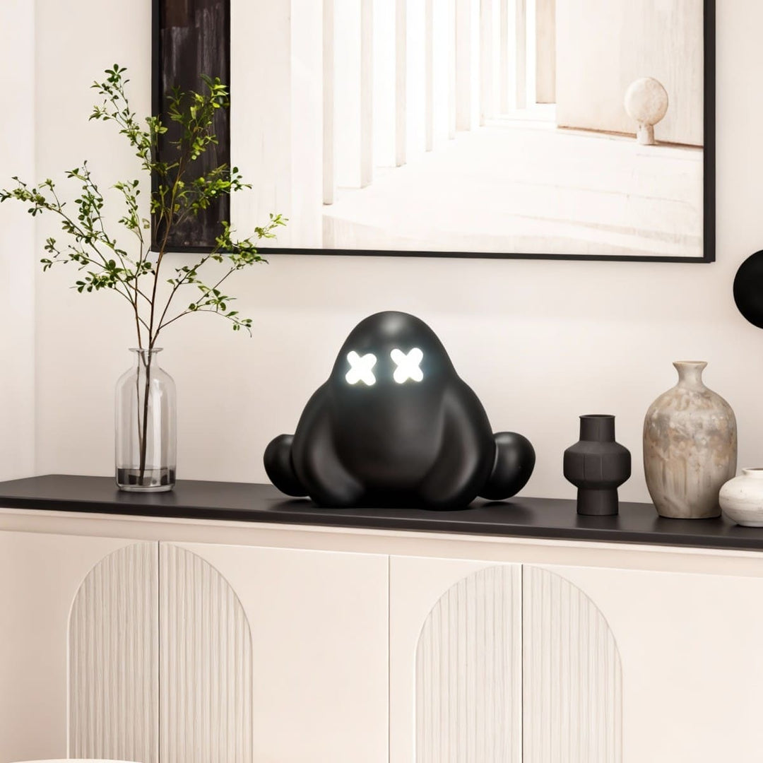 Qembo Black Sculpture Table Lamp – Bedroom Bedside Lamp