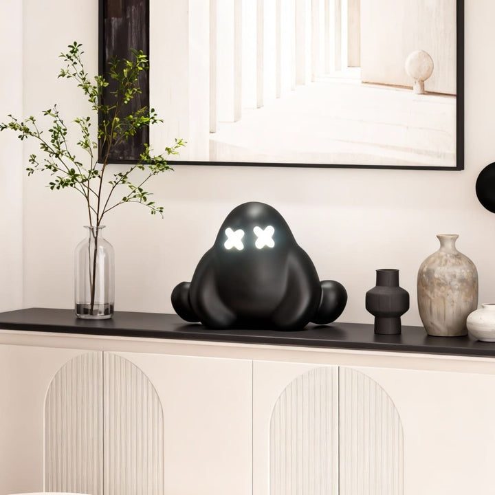 Qembo Black Sculpture Table Lamp – Bedroom Bedside Lamp