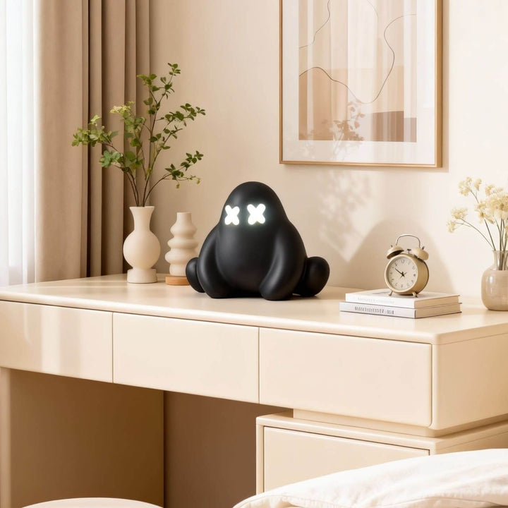 Qembo Black Sculpture Table Lamp – Bedroom Bedside Lamp