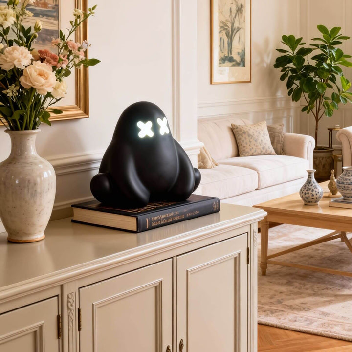 Qembo Black Sculpture Table Lamp – Bedroom Bedside Lamp
