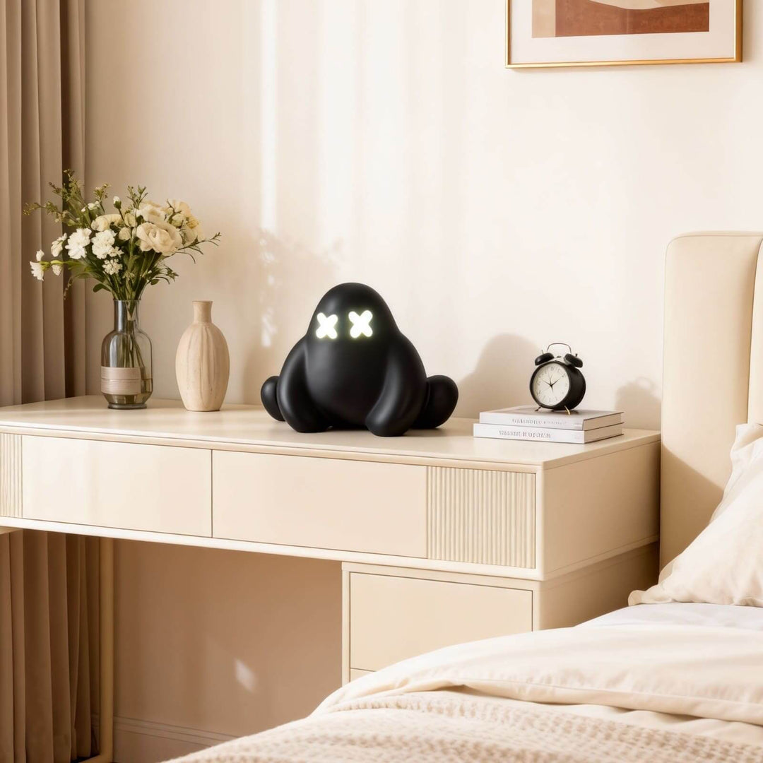 Qembo Black Sculpture Table Lamp – Bedroom Bedside Lamp