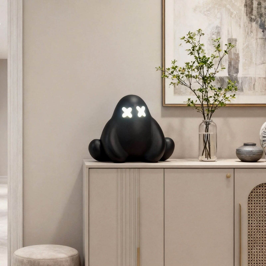 Qembo Black Sculpture Table Lamp – Bedroom Bedside Lamp