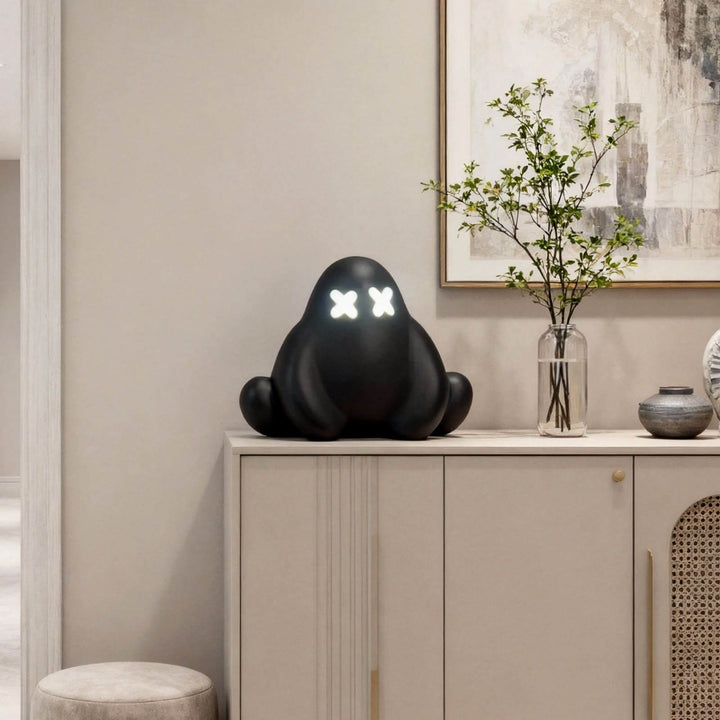 Qembo Black Sculpture Table Lamp – Bedroom Bedside Lamp