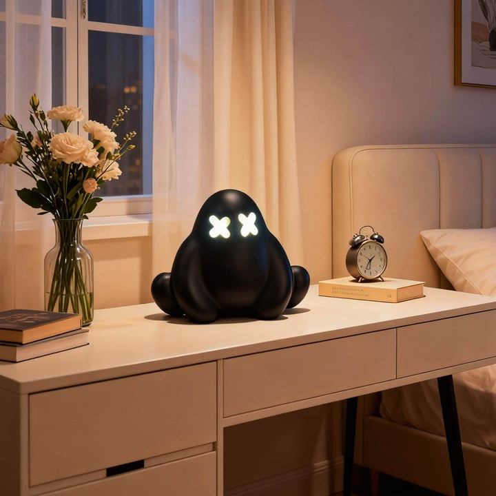 Qembo Black Sculpture Table Lamp – Bedroom Bedside Lamp