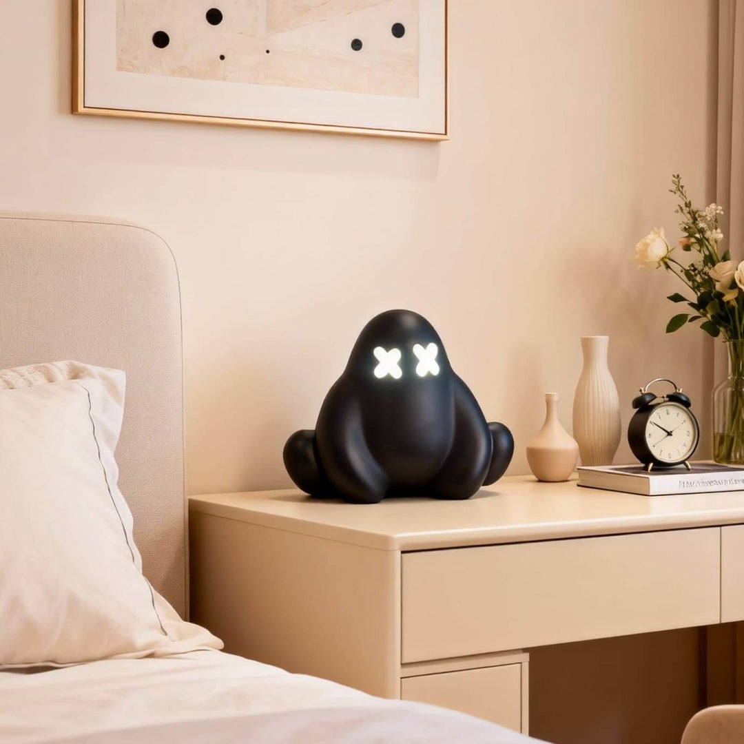 Qembo Black Sculpture Table Lamp – Bedroom Bedside Lamp
