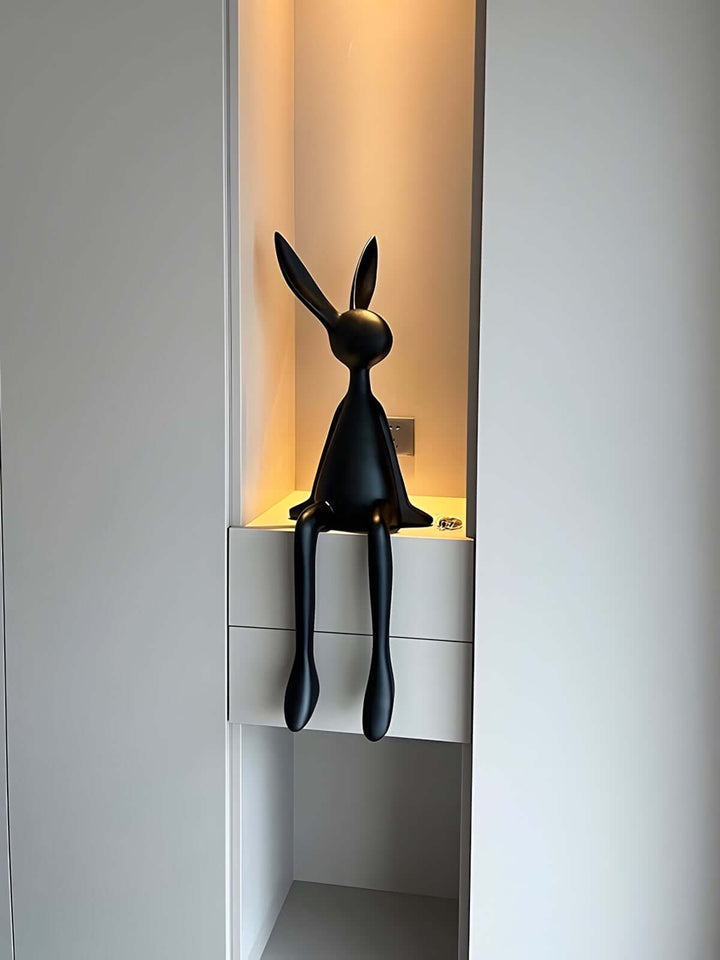 Rabbit Resin Sculpture – Creative Cartoon Rabbit Desktop Ornament