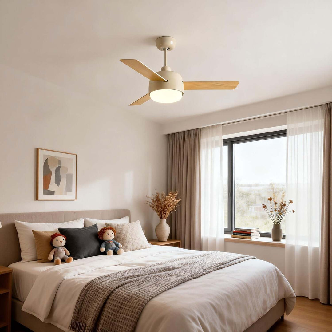 Blexo Ceiling Fan Light | Modern Cream Style Living Room