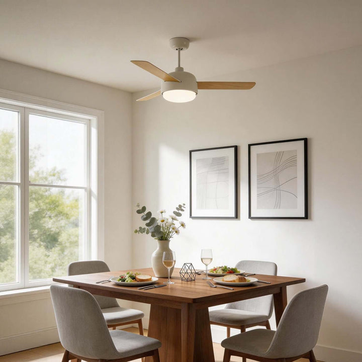 Blexo Ceiling Fan Light | Modern Cream Style Living Room