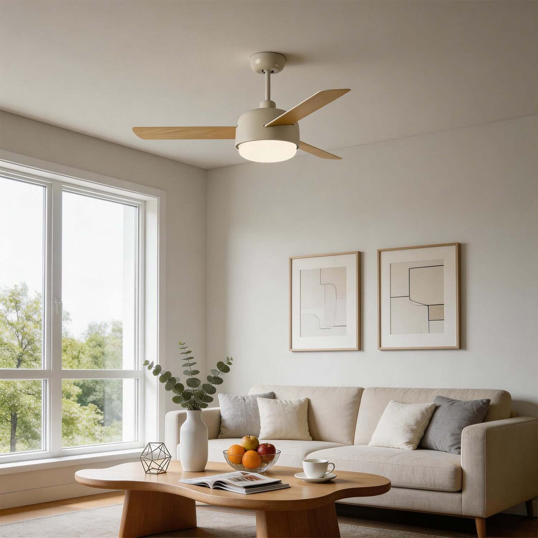 Blexo Ceiling Fan Light | Modern Cream Style Living Room