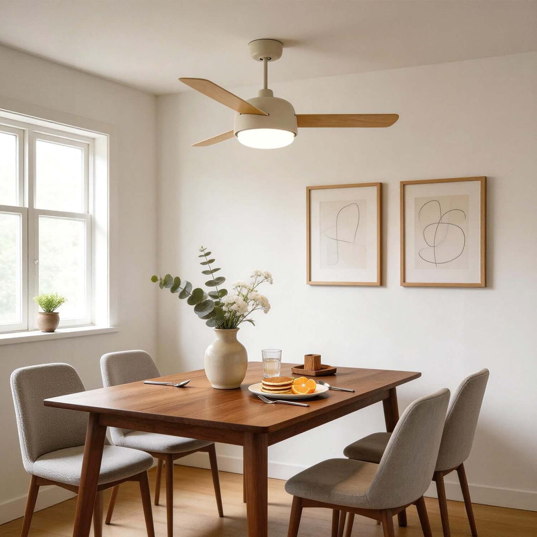 Blexo Ceiling Fan Light | Modern Cream Style Living Room