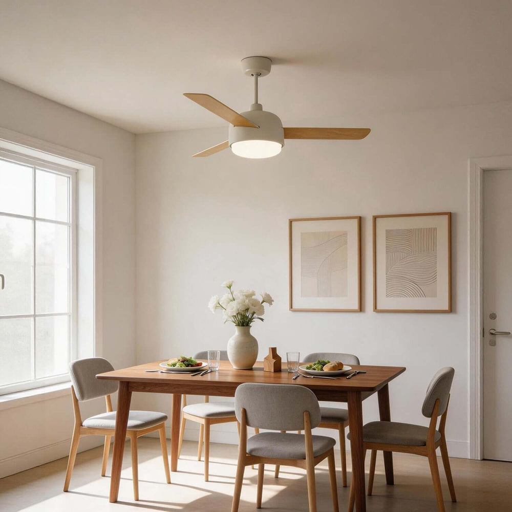 Blexo Ceiling Fan Light | Modern Cream Style Living Room