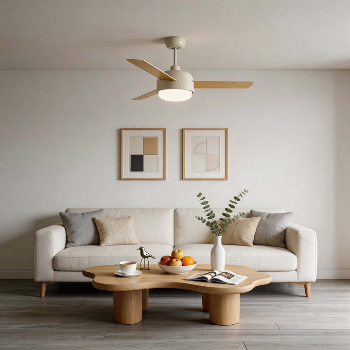 Blexo Ceiling Fan Light | Modern Cream Style Living Room