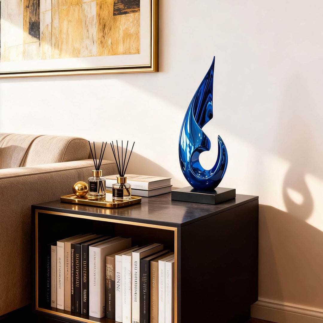 Xalvion Art Deco Table Lamp – Unique Blue Flame Light