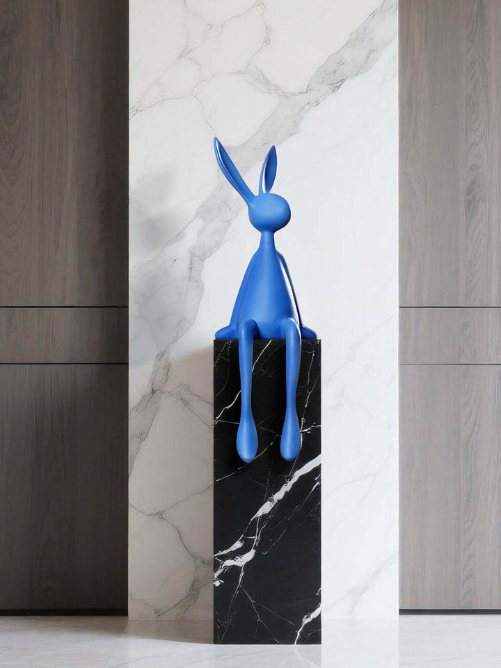 Rabbit Resin Sculpture – Creative Cartoon Rabbit Desktop Ornament