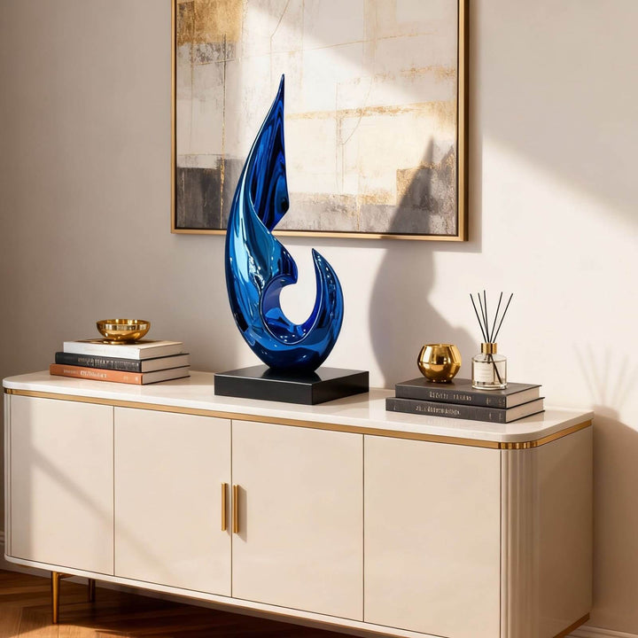 Xalvion Art Deco Table Lamp – Unique Blue Flame Light