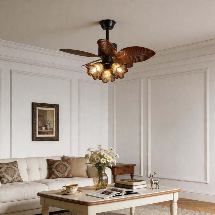 Brelm Ceiling Fan Light B | Vintage Amber Glass Dining Light