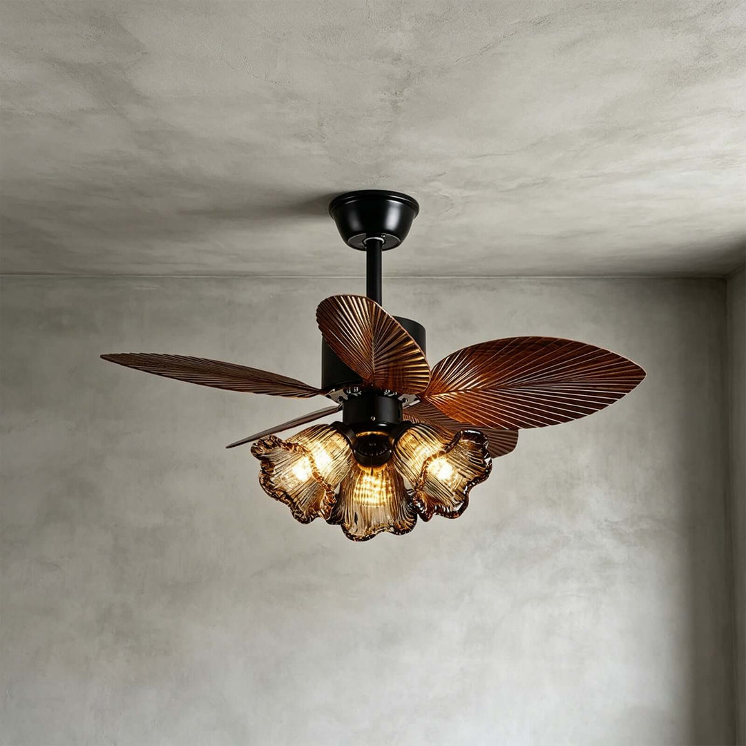 Brelm Ceiling Fan Light B | Vintage Amber Glass Dining Light