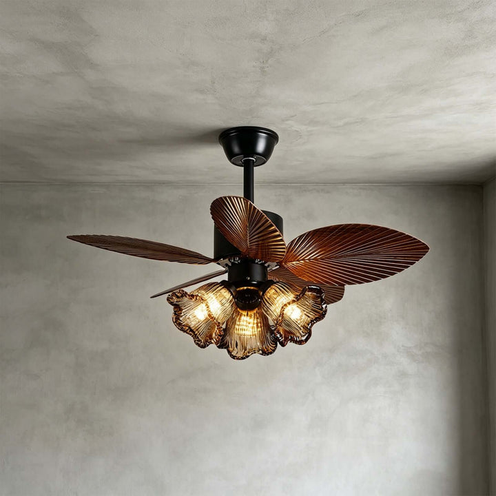 Brelm Ceiling Fan Light B | Vintage Amber Glass Dining Light
