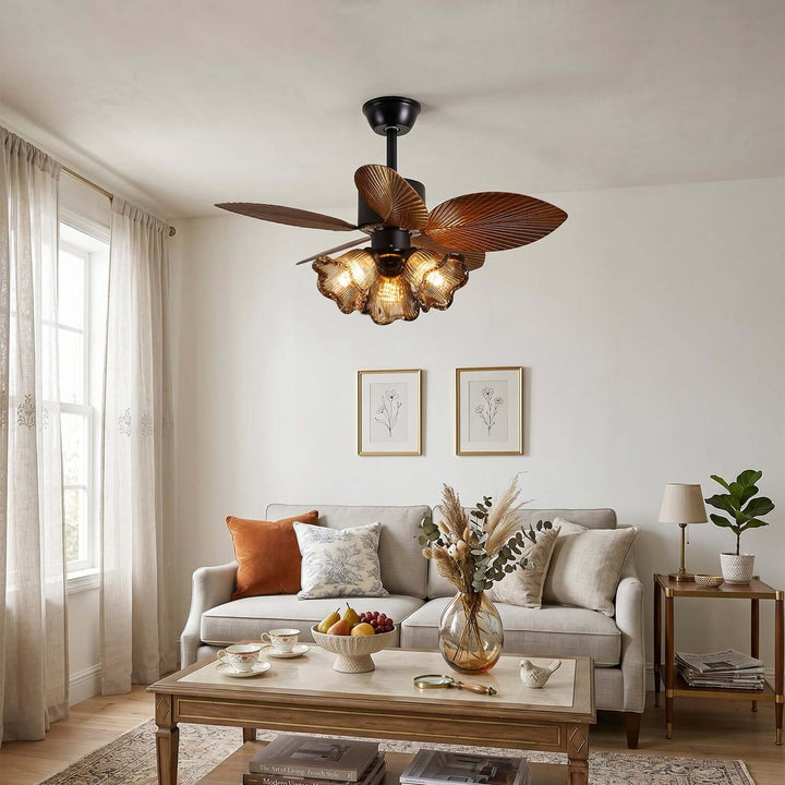 Brelm Ceiling Fan Light B | Vintage Amber Glass Dining Light