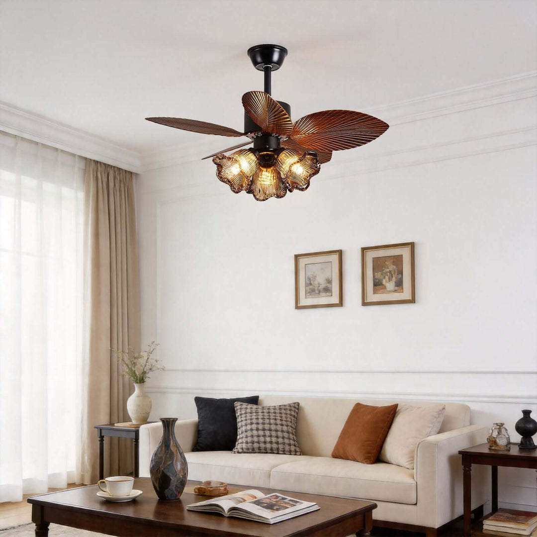 Brelm Ceiling Fan Light B | Vintage Amber Glass Dining Light