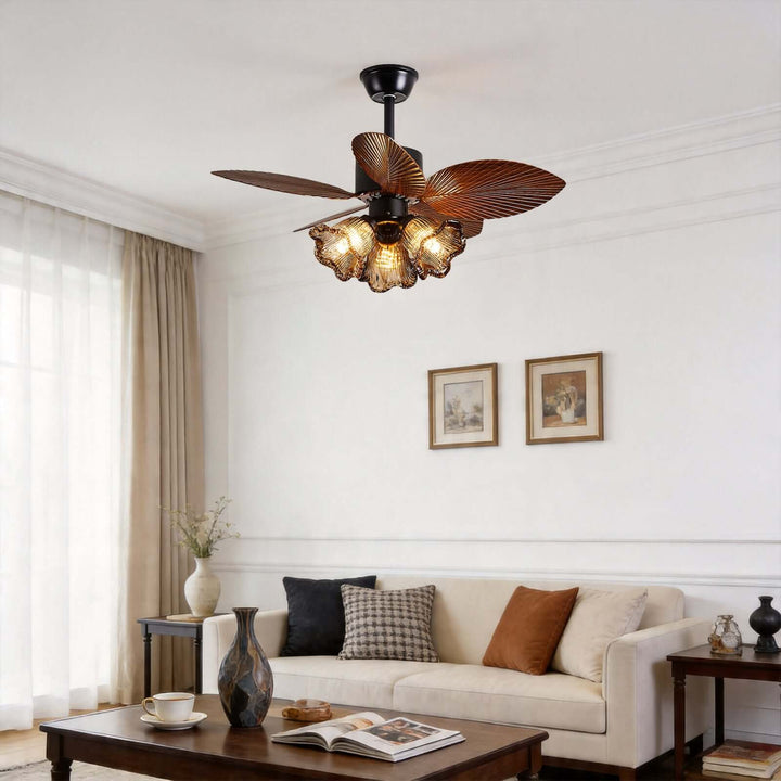 Brelm Ceiling Fan Light B | Vintage Amber Glass Dining Light