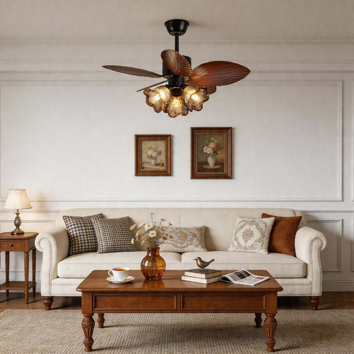 Brelm Ceiling Fan Light B | Vintage Amber Glass Dining Light