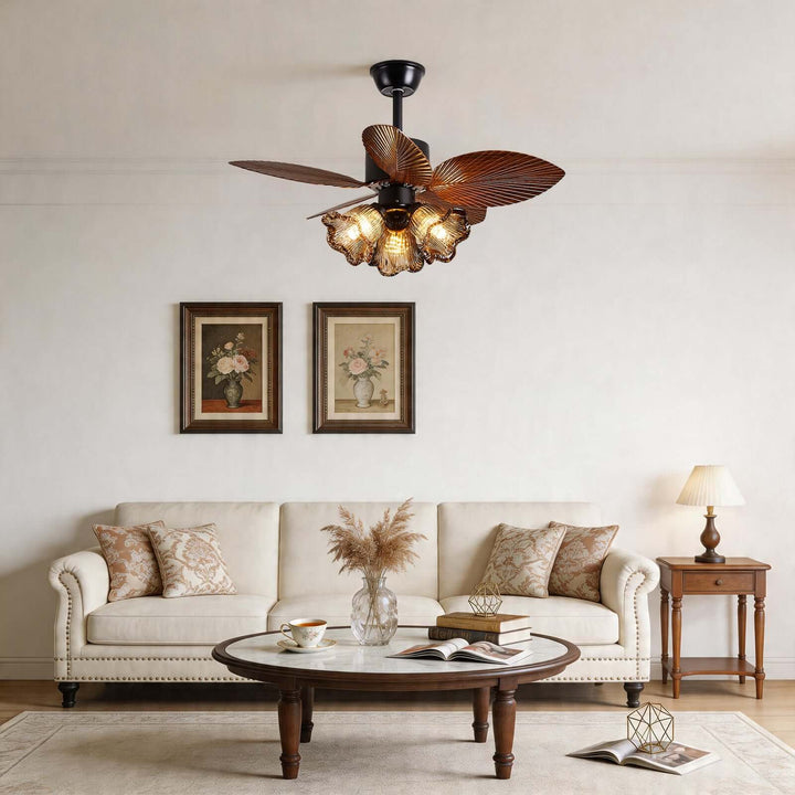 Brelm Ceiling Fan Light B | Vintage Amber Glass Dining Light