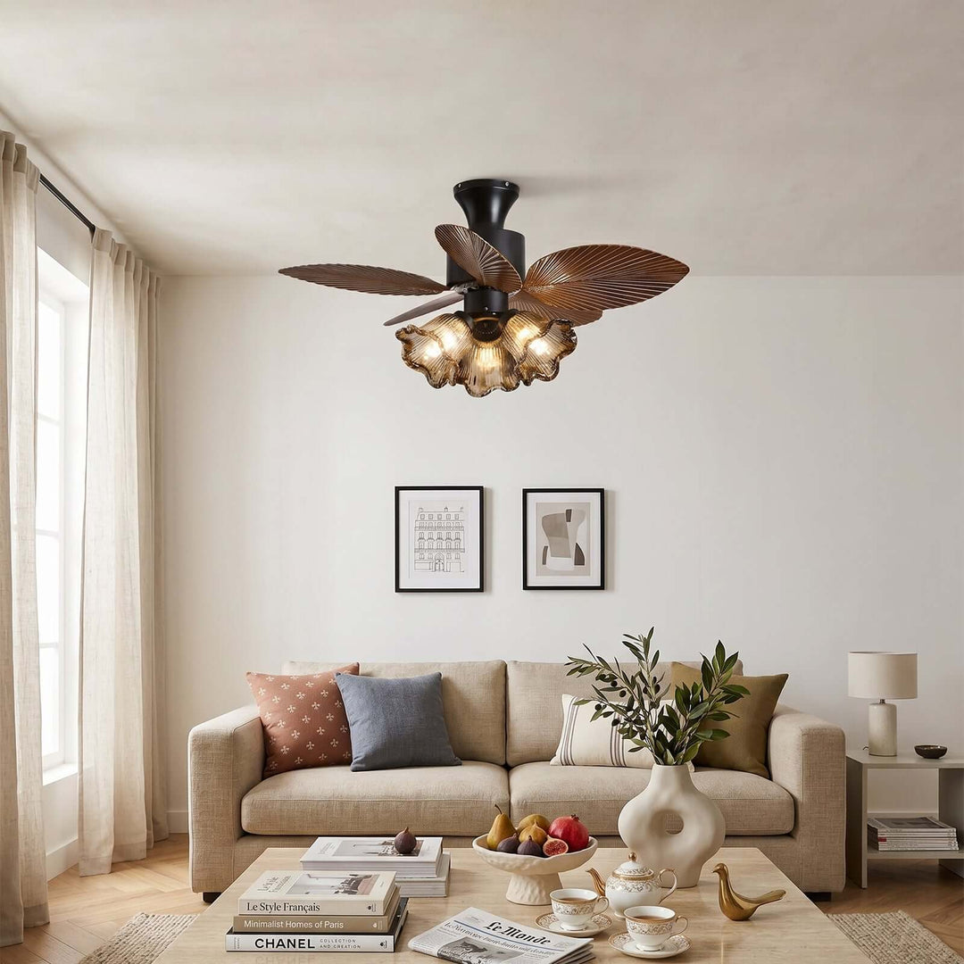 Brelm Ceiling Fan Light A | French Vintage Bedroom Glass Light