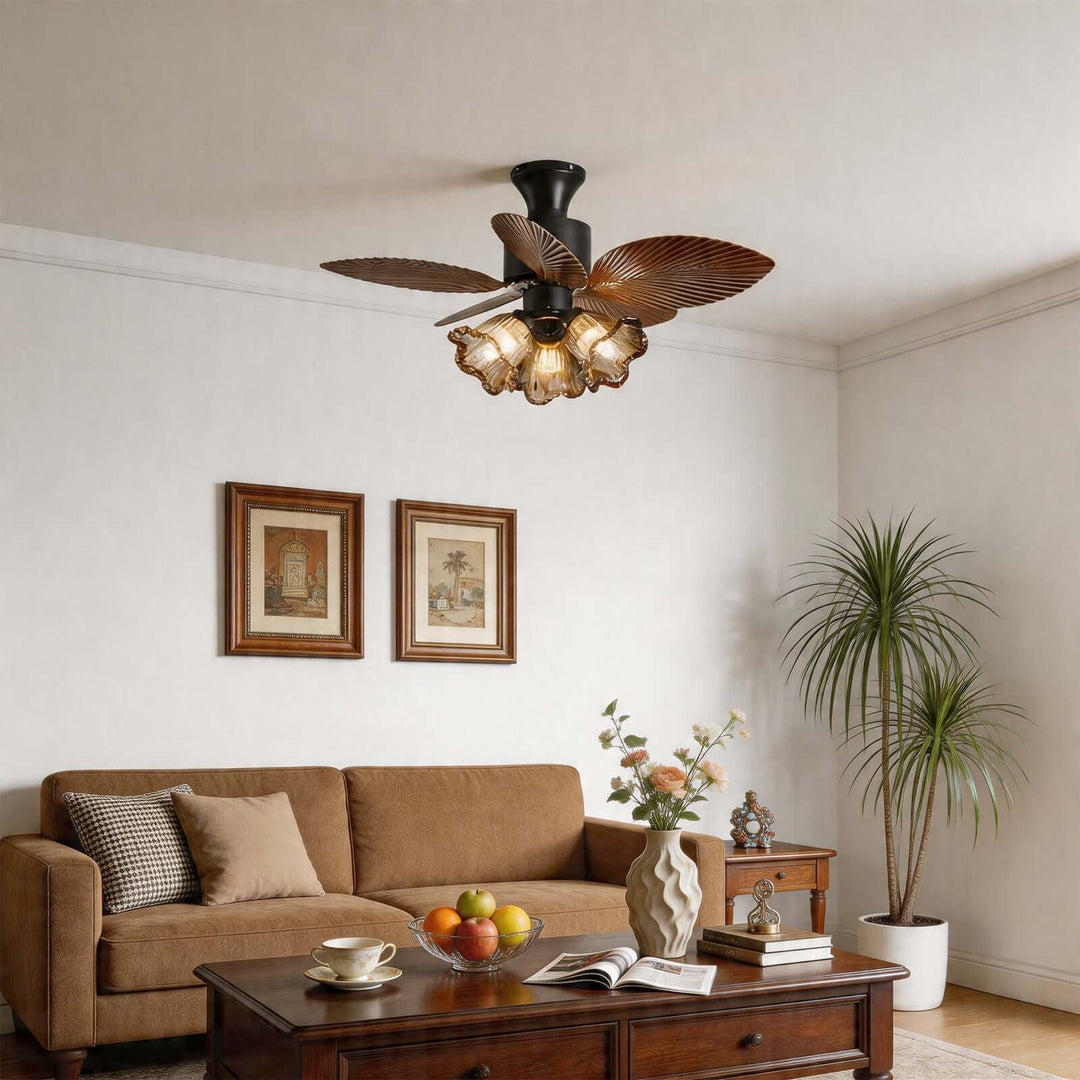 Brelm Ceiling Fan Light A | French Vintage Bedroom Glass Light