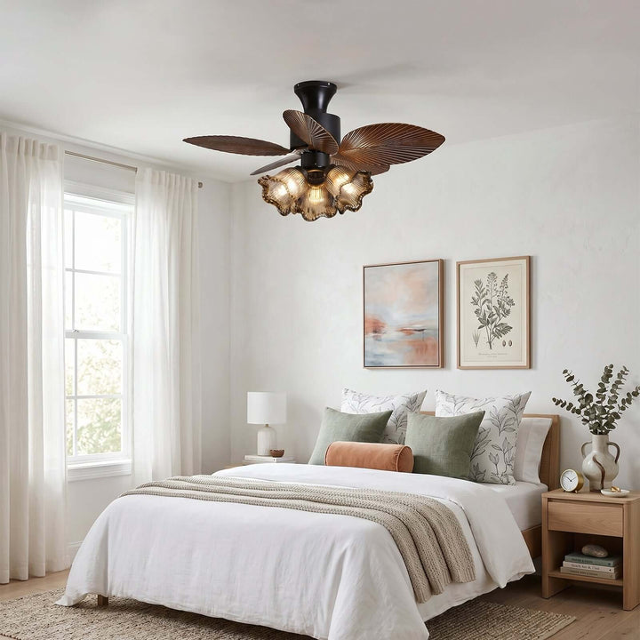 Brelm Ceiling Fan Light A | French Vintage Bedroom Glass Light