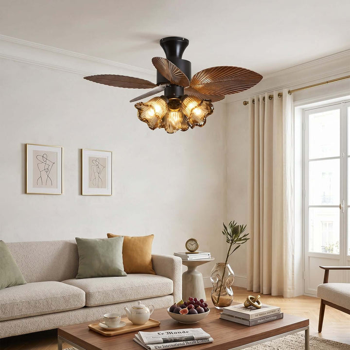 Brelm Ceiling Fan Light A | French Vintage Bedroom Glass Light