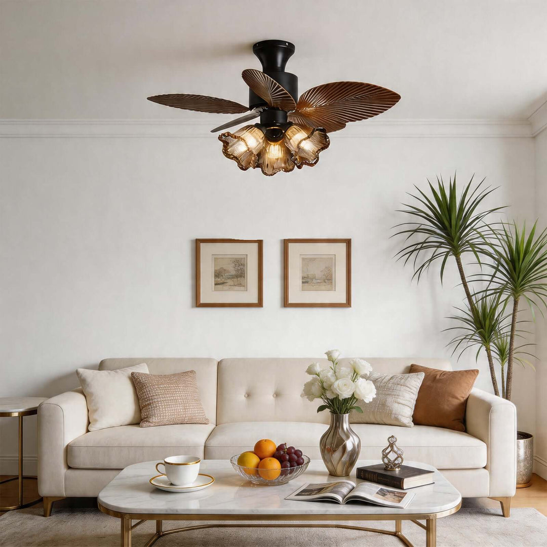 Brelm Ceiling Fan Light A | French Vintage Bedroom Glass Light