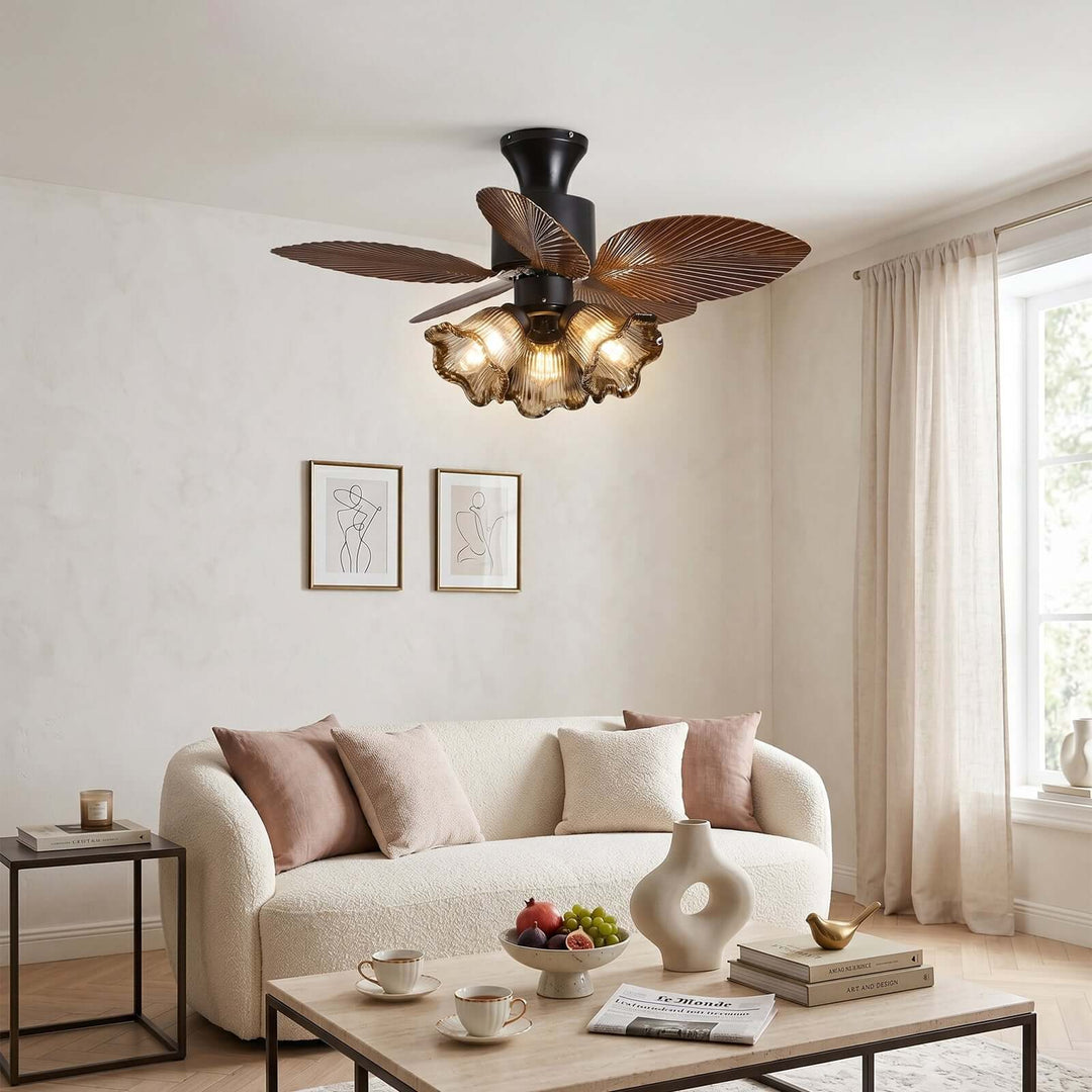 Brelm Ceiling Fan Light A | French Vintage Bedroom Glass Light