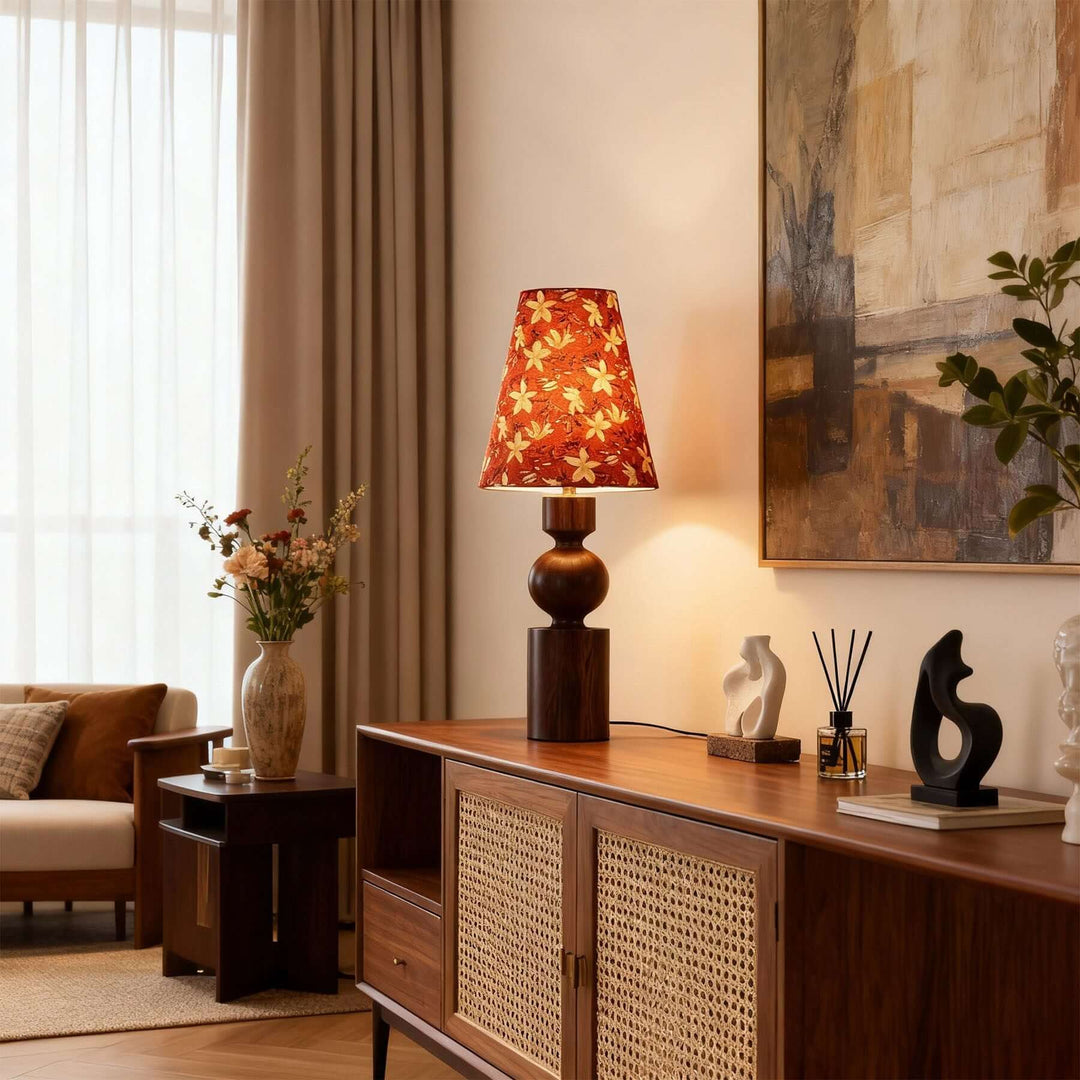 Dorvia Table Lamp – Mid-Century Vintage Fabric Bedside