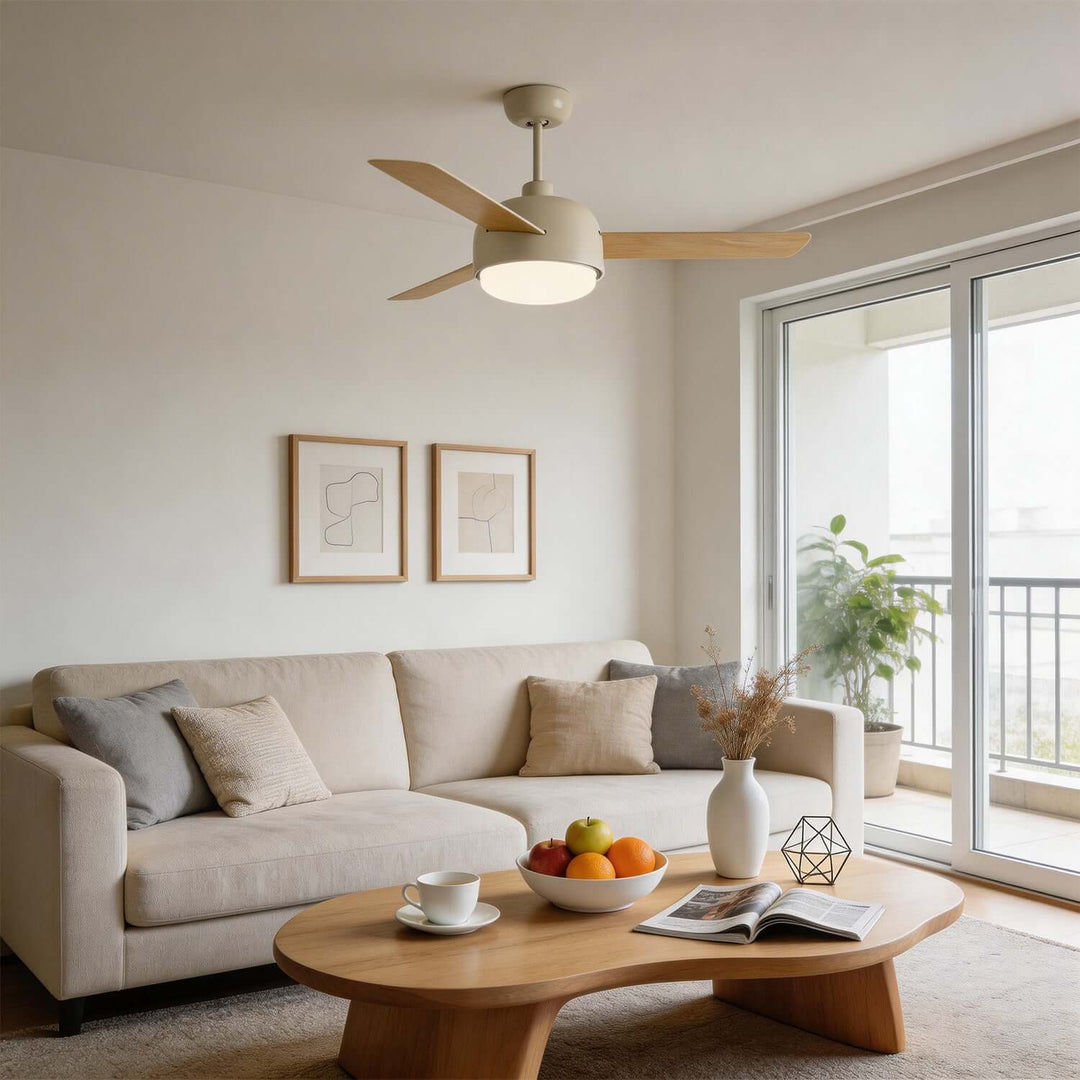 Blexo Ceiling Fan Light | Modern Cream Style Living Room
