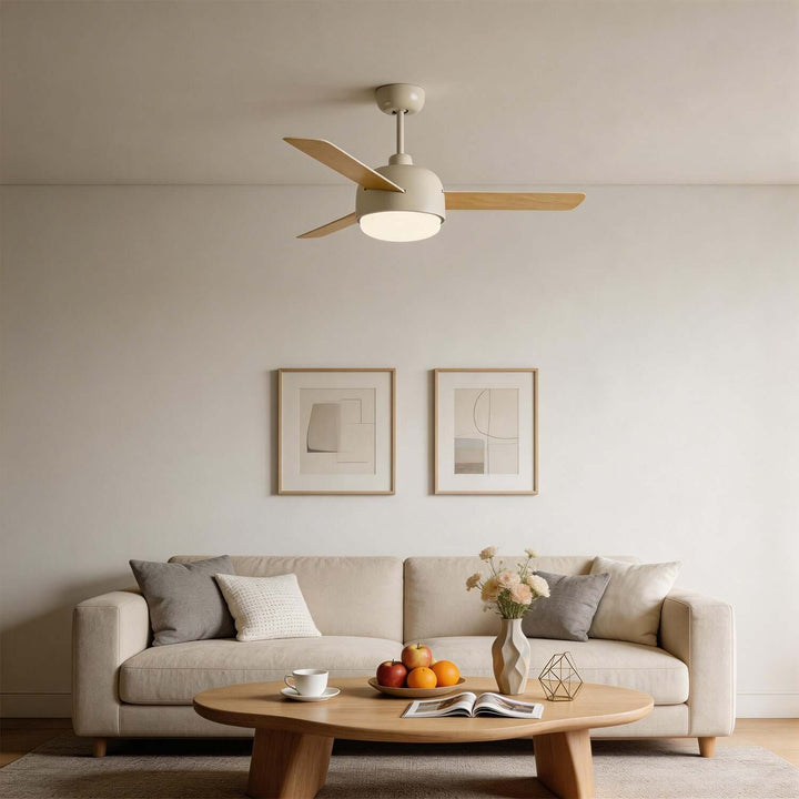 Blexo Ceiling Fan Light | Modern Cream Style Living Room