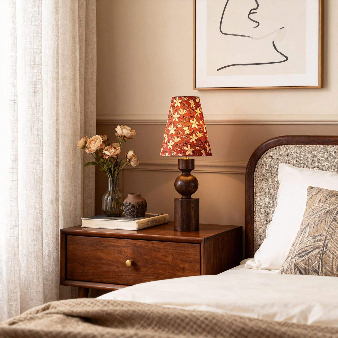 Dorvia Table Lamp – Mid-Century Vintage Fabric Bedside