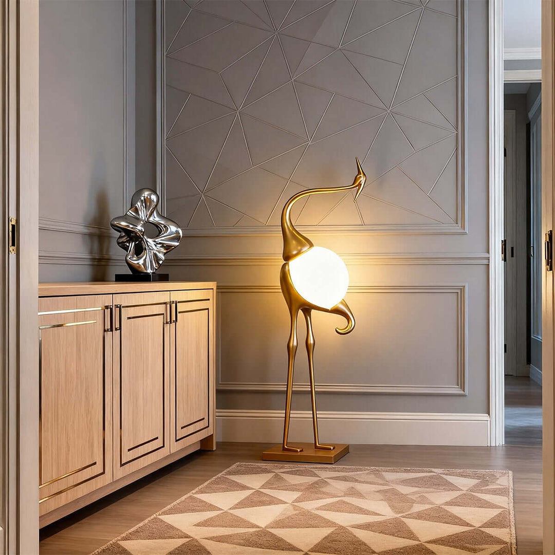 Crane Sculpture Floor Lamp