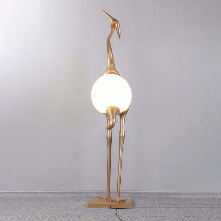 Crane Sculpture Floor Lamp – Unique Art Living Room Decor