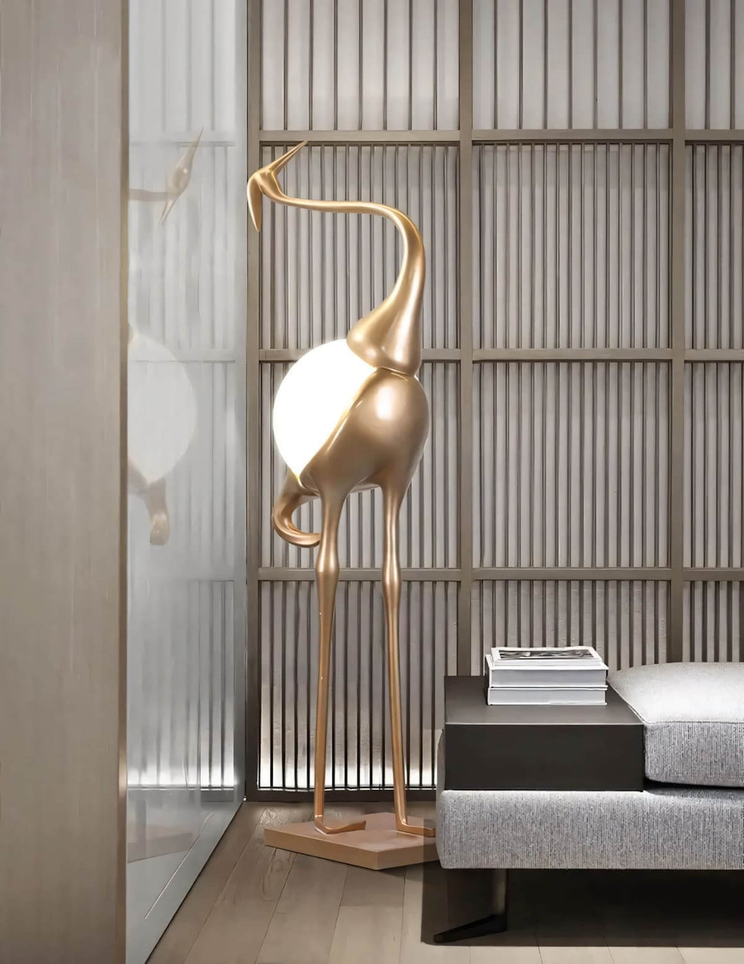 Crane Sculpture Floor Lamp – Unique Art Living Room Decor