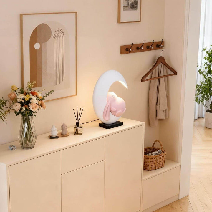 Lumeya Art Deco Table Lamp – Cream Rabbit Nightstand Light