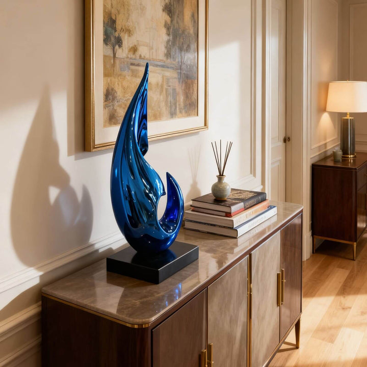Xalvion Art Deco Table Lamp – Unique Blue Flame Light