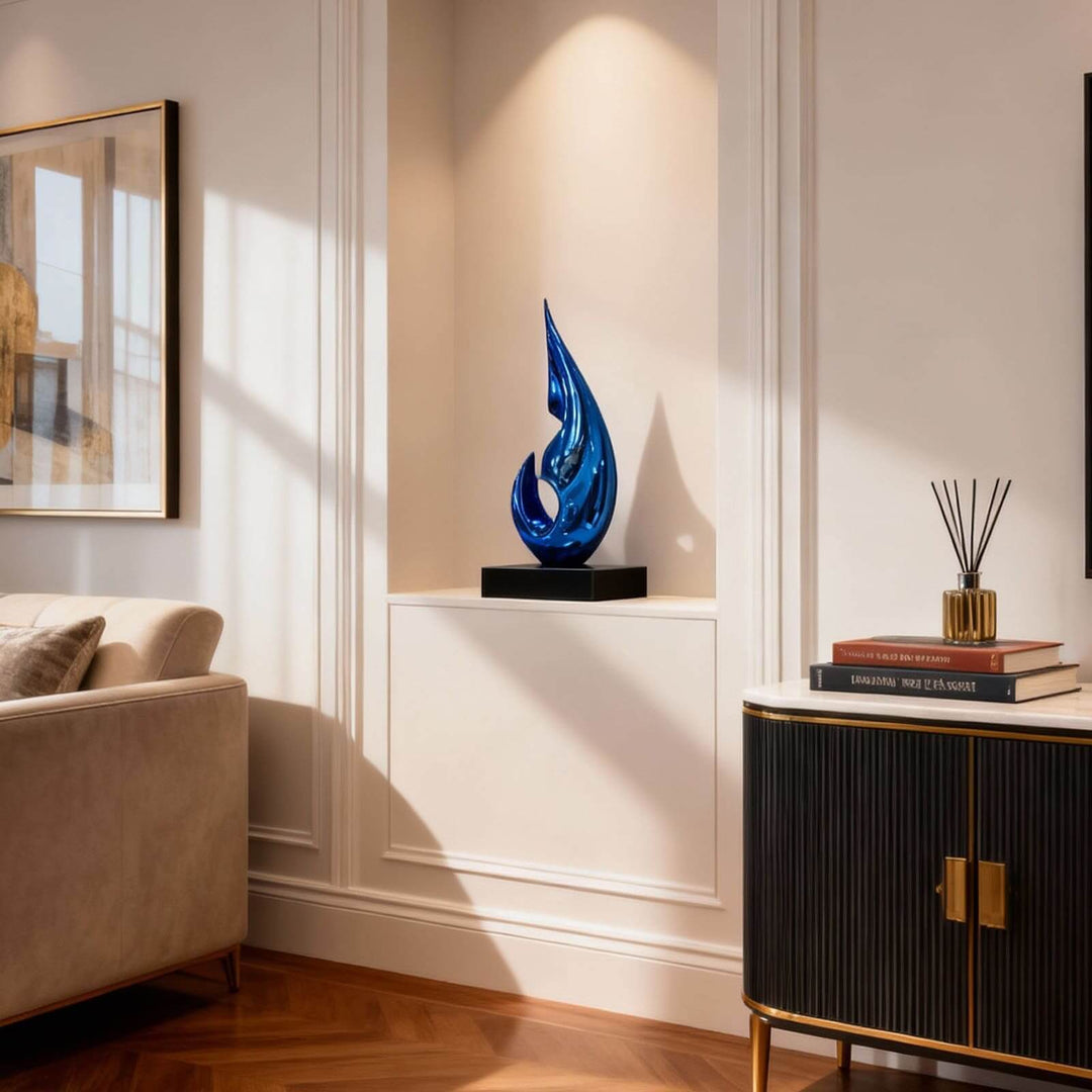 Xalvion Art Deco Table Lamp – Unique Blue Flame Light