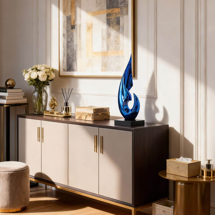 Xalvion Art Deco Table Lamp – Unique Blue Flame Light