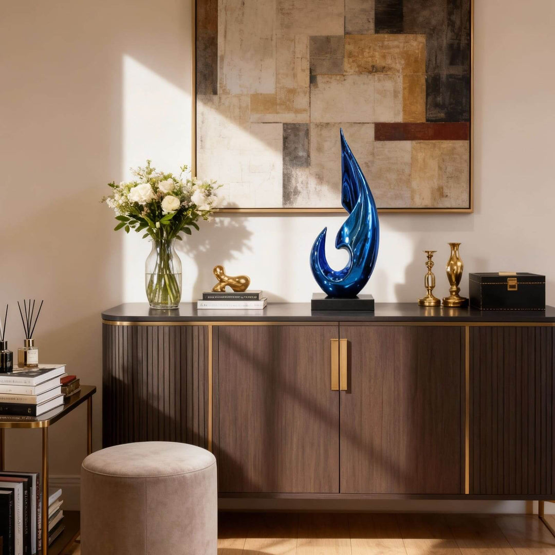 Xalvion Art Deco Table Lamp – Unique Blue Flame Light