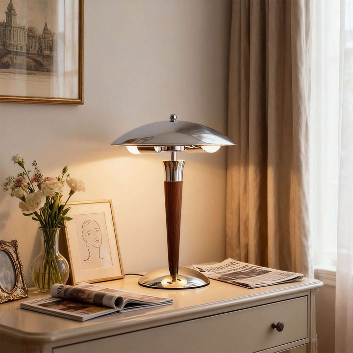 Dekanu Table Lamp – Chrome Metal French Country Luxury