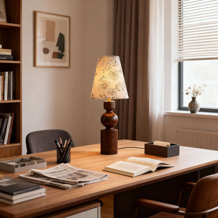 Dorvia Table Lamp – Mid-Century Vintage Fabric Bedside