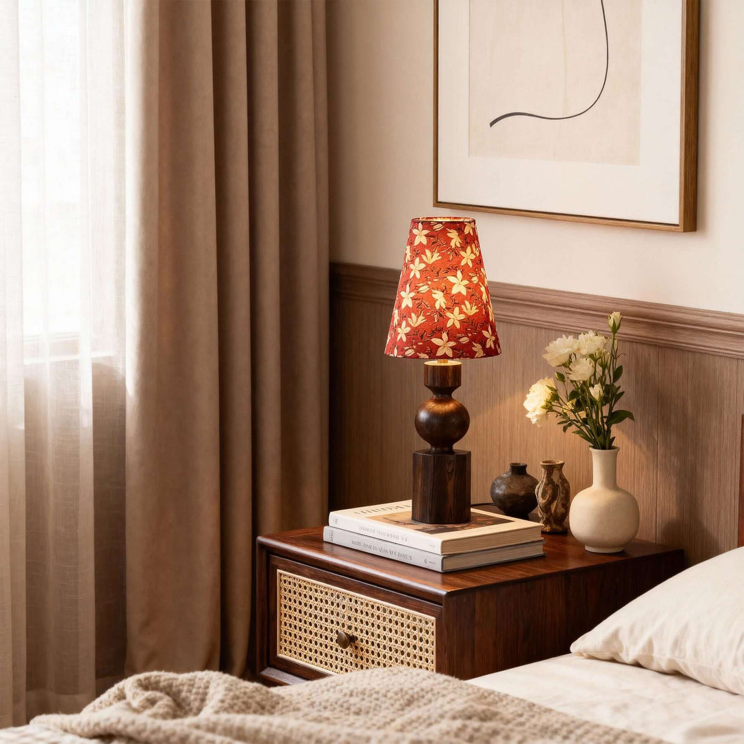 Dorvia Table Lamp – Mid-Century Vintage Fabric Bedside